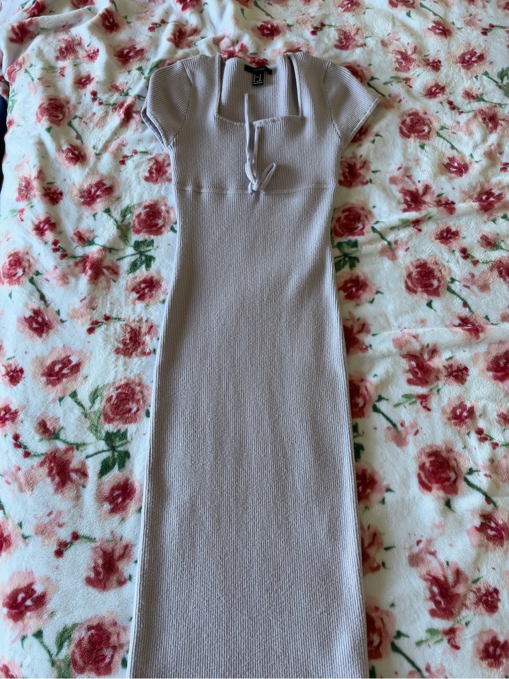 Forever 21 Light Lavender Ribbed Tie-Front Maxi Dress